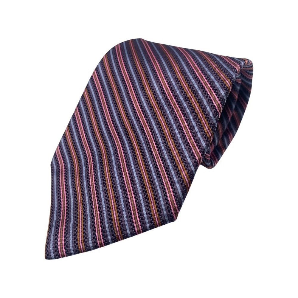 Ted Baker London Mens Silk‎ Necktie Purple Pink Blue Striped Hand Tailored USA